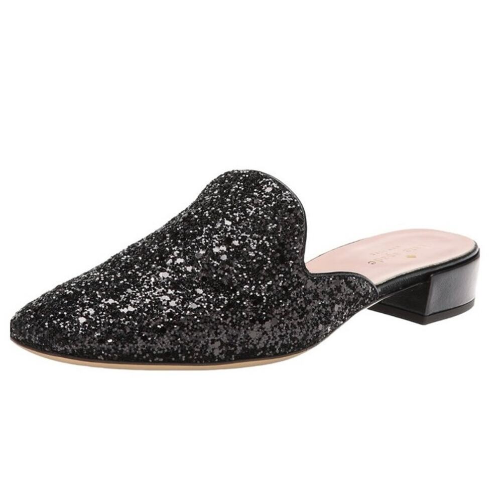 Kate Spade Black Glitter Mules